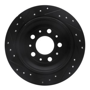 Volvo S70 Brake Rotor (1) - Rear Right - R1 Concepts - Drilled & Slotted - Black - `98-`00
